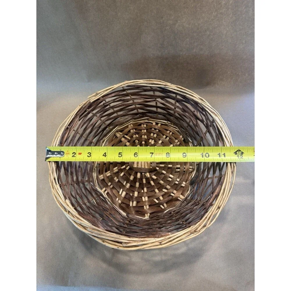 Round Woven Wicker Storage Basket, Brown/Beige, 12
